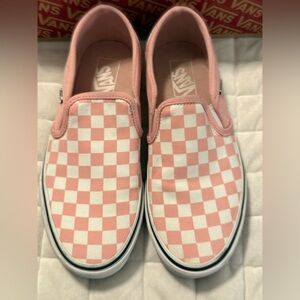 Vans Pink Checkered Slip-On Shoes - Asher